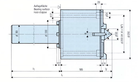 Fast centrerdubb 60° for typ HS250